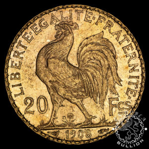 Moneda de Oro 20 Francos Franceses Marianne Gallo – Francia – 1899 a 1914 - Anverso