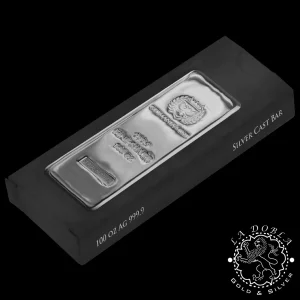 Lingote 100 oz de Plata - GERMANIA MINT_anverso empaquetado