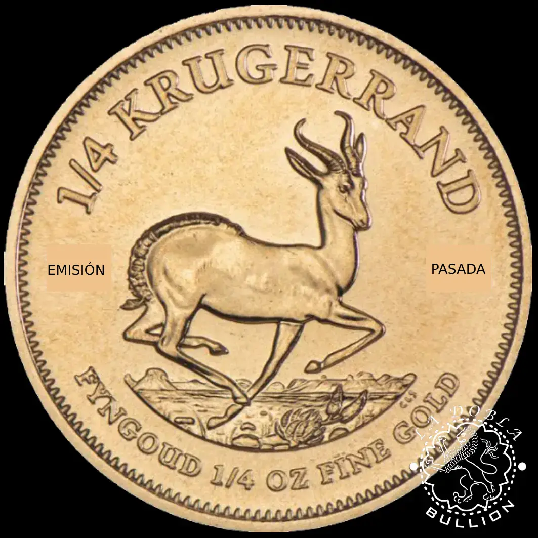 Moneda de Oro Krugerrand 1-4 oz BU – Sudáfrica – EMISION PASADA_reverso