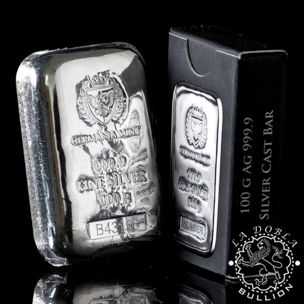 Lingote de Plata 100 g - GERMANIA MINT - Anverso