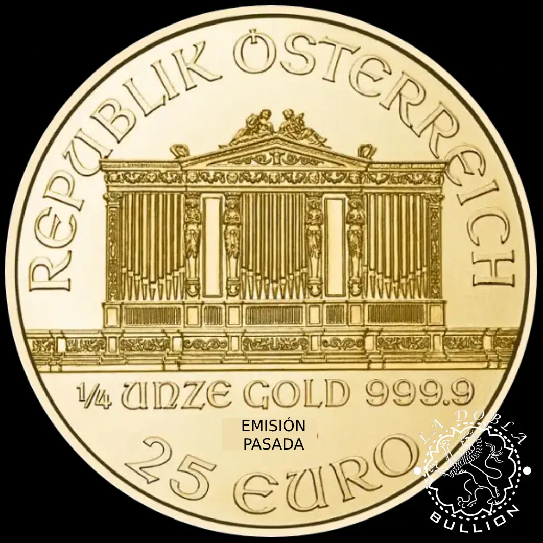 Moneda de oro Filarmónica 1-4 oz BU - Austria_EMISION PASADA_anverso
