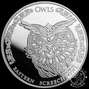 Moneda de Plata Serie Búhos Autillo Yanki 1 oz BU - Chad - 2024_reverso