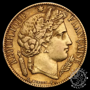 Moneda de Oro 20 Francos Franceses Ceres - 1848 a 1852 - Anverso
