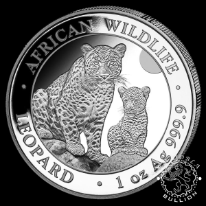 Moneda de Plata African Wildlife Leopard 1 oz BU – Somalia – 2024- Reverso