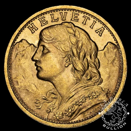 Moneda de Oro 20 Francos Suizos Vreneli – Suiza – 1897 a 1949