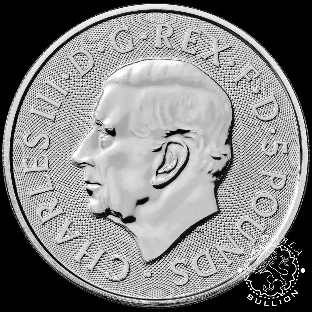Moneda de Plata Tudor Beasts Dragon 2 oz BU - Reino Unido - 2024 - Anverso