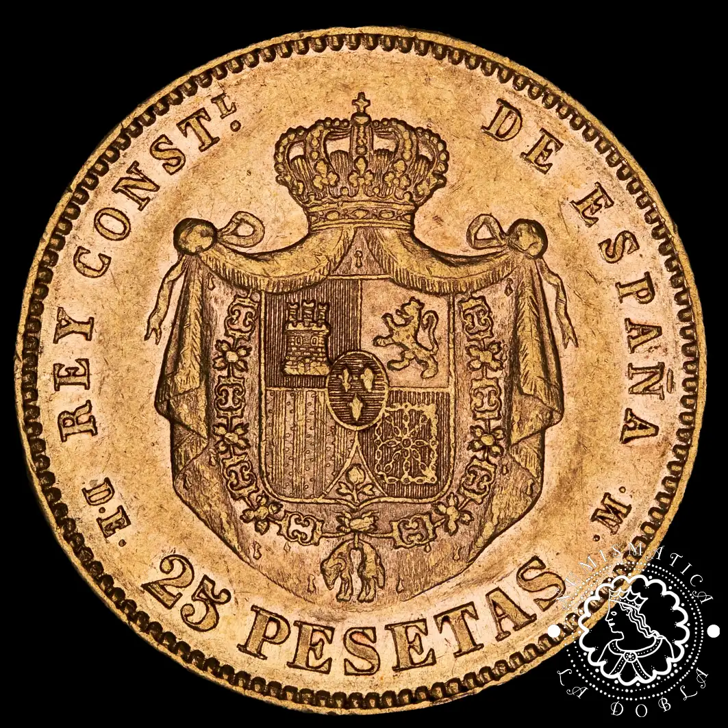 Moneda de Oro 25 Pesetas - España - 1877 - 1885