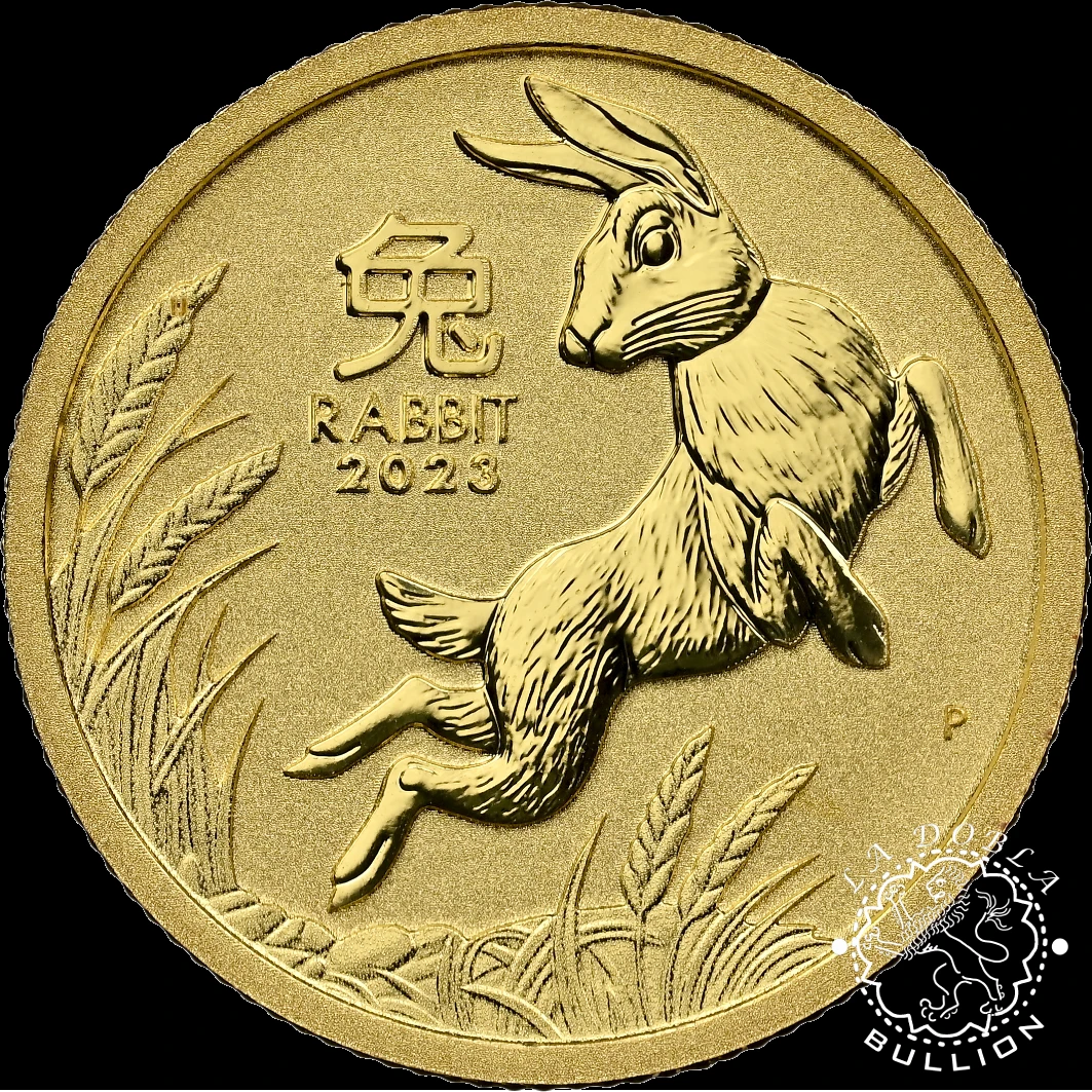 Moneda de Oro Serie Lunar III Conejo Veinteavo oz BU - Australia - 2023 - NGC MS69 - Reverso