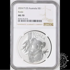Moneda de Plata Koala 1 oz BU - Australia - 2024 - Encapsulada por NGC - MS70