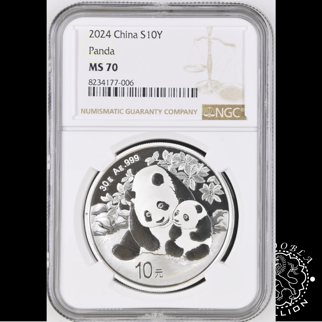 Moneda de Plata Panda 30 g BU - China - 2024 - Encapsulada por NGC - MS70 - Reverso