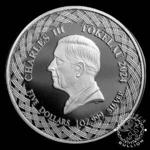 Moneda de Plata Pez Coral (Longfin Bannerfish, Laulaufau) 1 oz BU - Tokelau - 2024 - Anverso