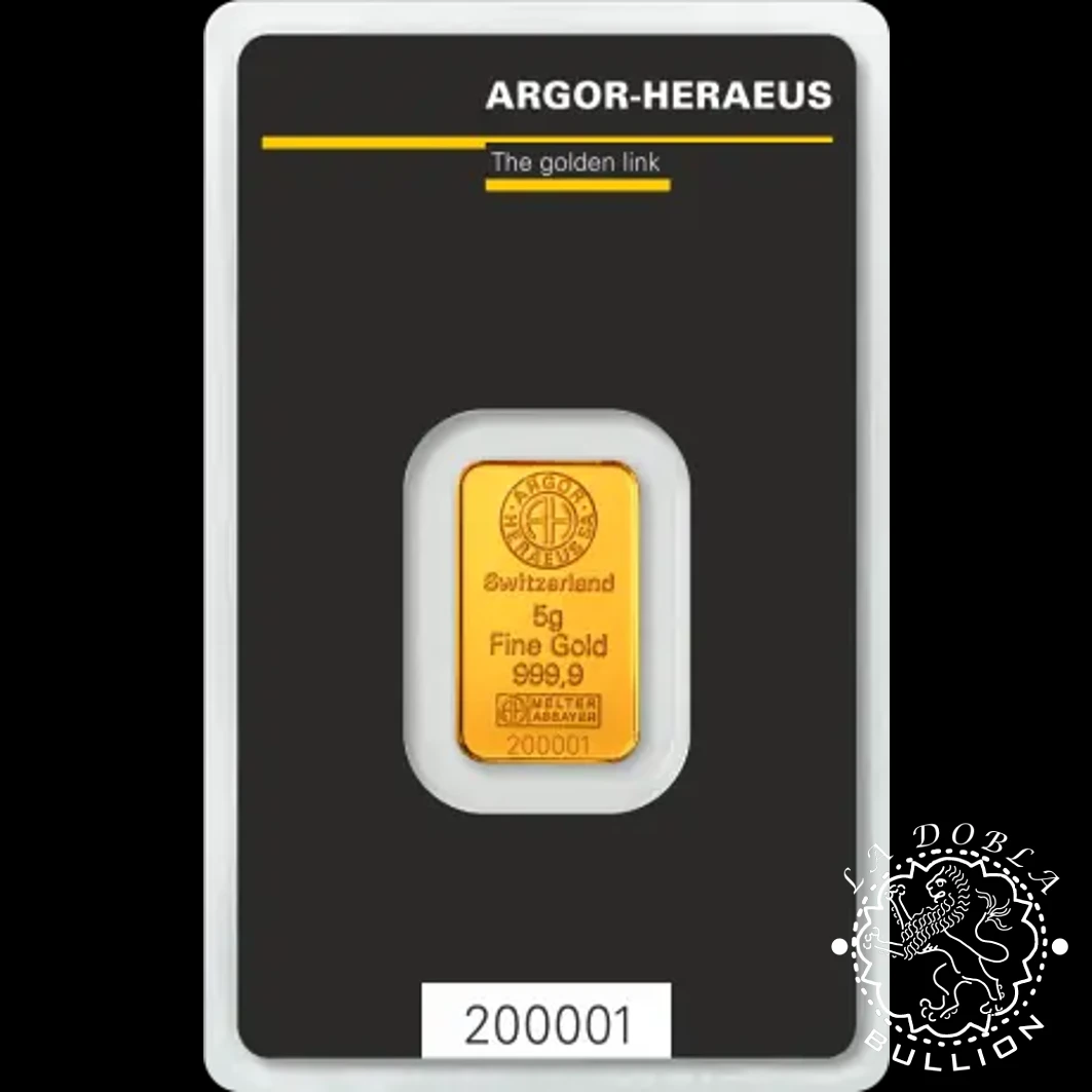 Lingote de Oro 5 g Kinebar - ARGOR-HERAEUS - Anverso