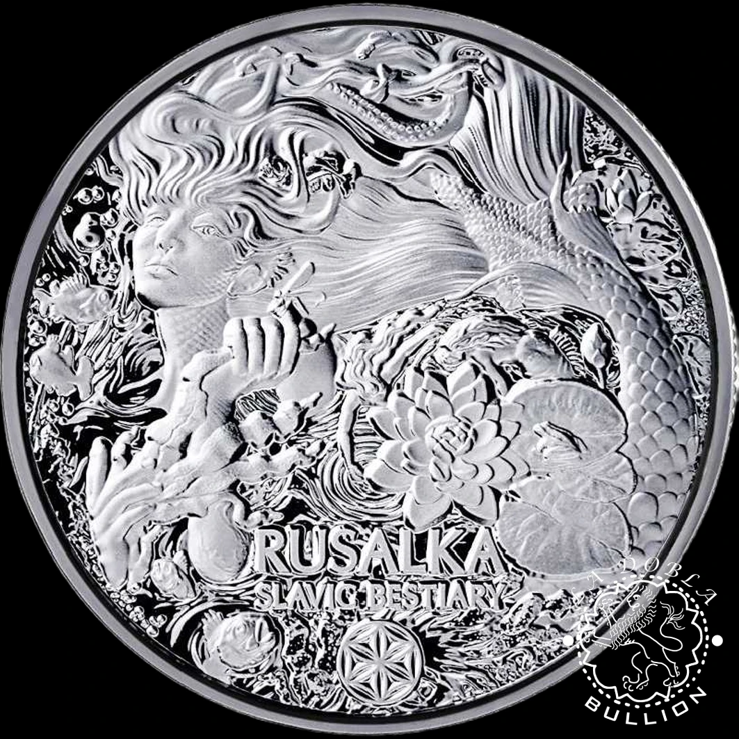 Moneda de Plata Bestiario Eslavo Rusalka 1 oz BU – Camerún – 2023 - Reverso