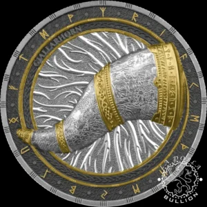 Moneda de Plata Artifacts Gjallarhorn 2 oz Proof Ultra High Relief – Germania – 2024 - Reverso