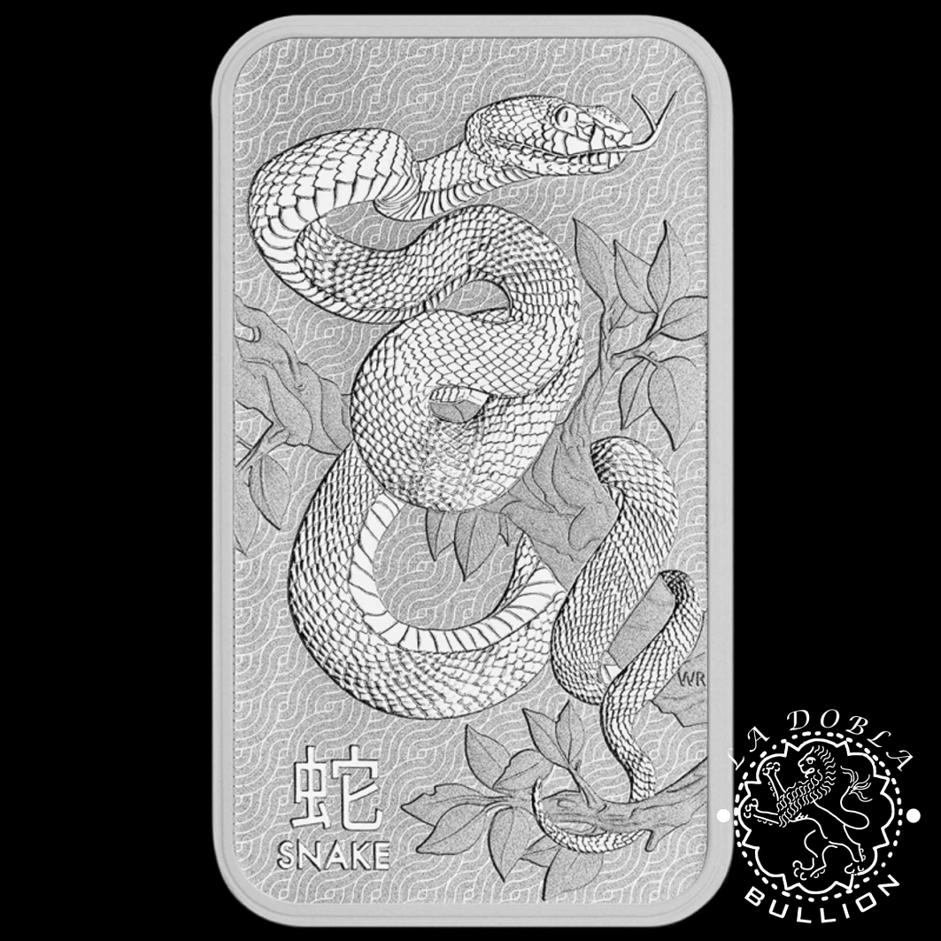 Lingote de Plata Lunar Snake 1oz BU - Australia - 2025 - Reverso