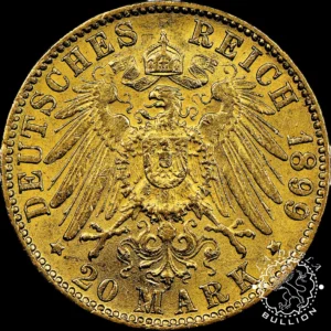 Moneda de Oro 20 Marcos Alemanes Hamburgo - 1875-1913 - Reverso