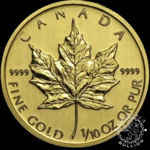 Moneda de Oro Maple Leaf 1 10 oz BU - Canadá - EMISIÓN PASADA - Reverso