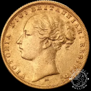Moneda de Oro Soberano Reina Victoria - Reino Unido - 1871 a 1887 - Reverso