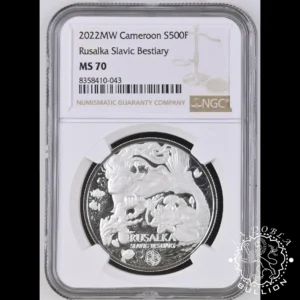 Moneda de Plata Bestiario Eslavo Rusalka 1 oz BU – Camerún – 2022 - NGC MS70