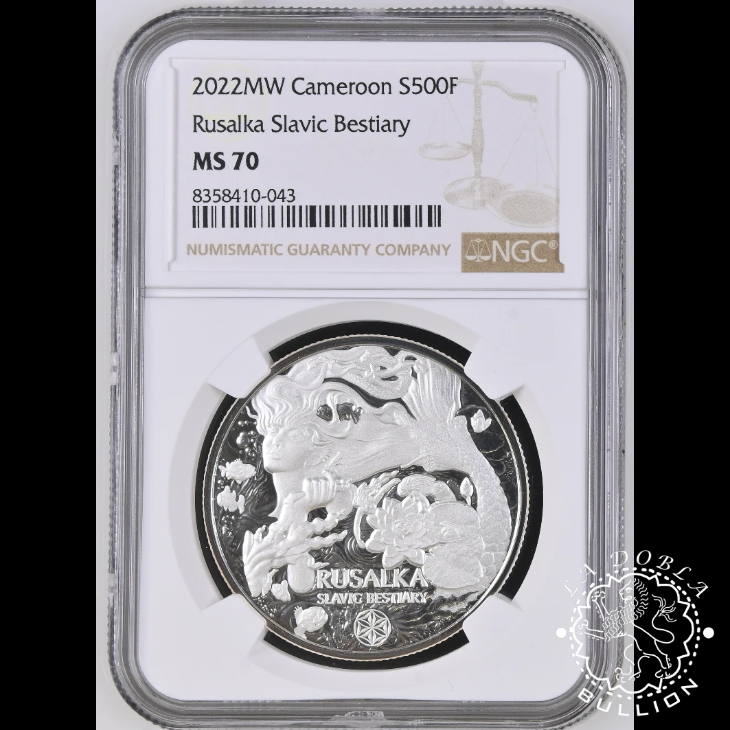 Moneda de Plata Bestiario Eslavo Rusalka 1 oz BU – Camerún – 2022 - NGC MS70