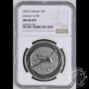 Moneda de Plata Bond of the 80's 1 Oz BU - Reino Unido - 2025 - TOP POP - NGC MS68 DPL