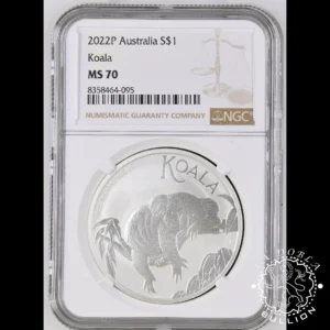 Moneda de Plata Koala 1 oz BU - Australia - 2022 - NGC MS70