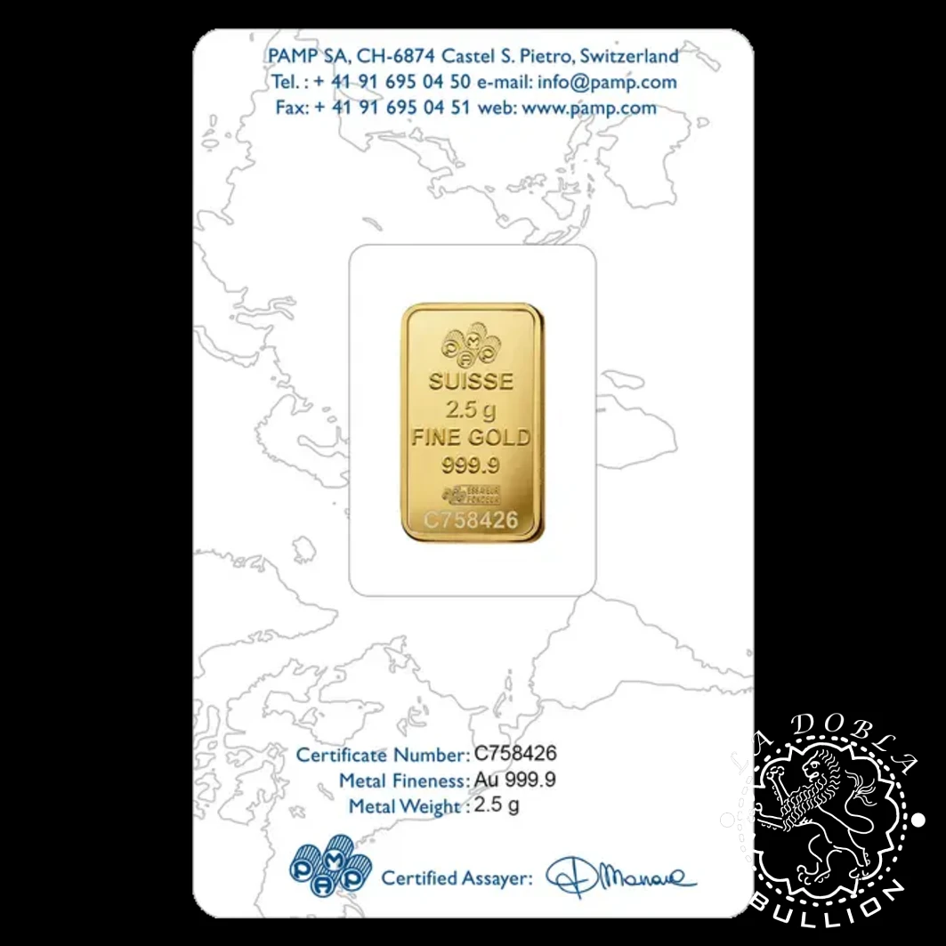 Lingote de Oro 2,5 g Rosa - PAMP Rose - Anverso Estuche