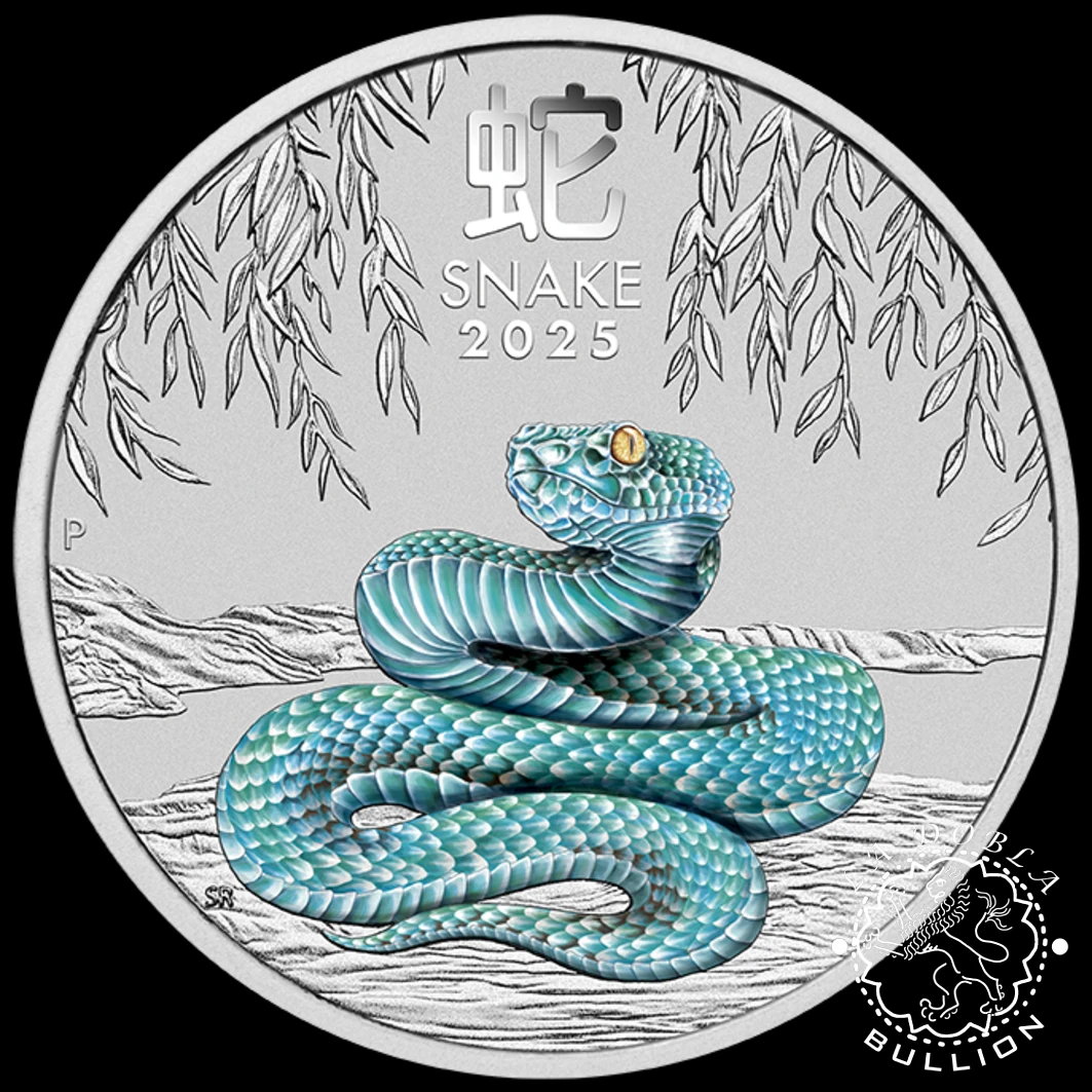 Moneda de Plata Serie Lunar III Serpiente 1 oz Coloreada - Australia - 2025 - Reverso