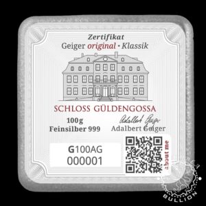 Lingote de Plata 100g Troquelada - GEIGER - Anverso