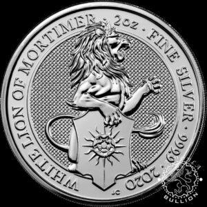 Moneda de Plata Tudor Beasts White Lion of Mortimer 2 oz BU - Reino Unido - 2020 - Reverso