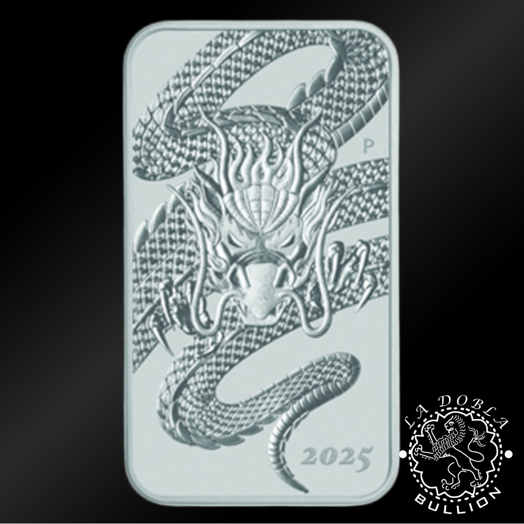Lingote-Moneda de Plata Dragón Rectangular 1oz BU - Australia - 2025 - Reverso