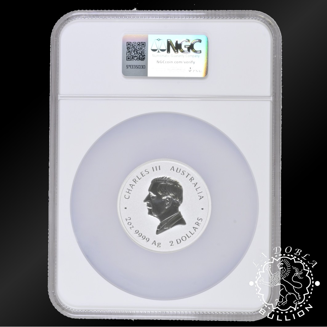 Moneda de Plata Serie Lunar III Serpiente 2oz BU - Australia - 2025 - NGC MS70 - Anverso