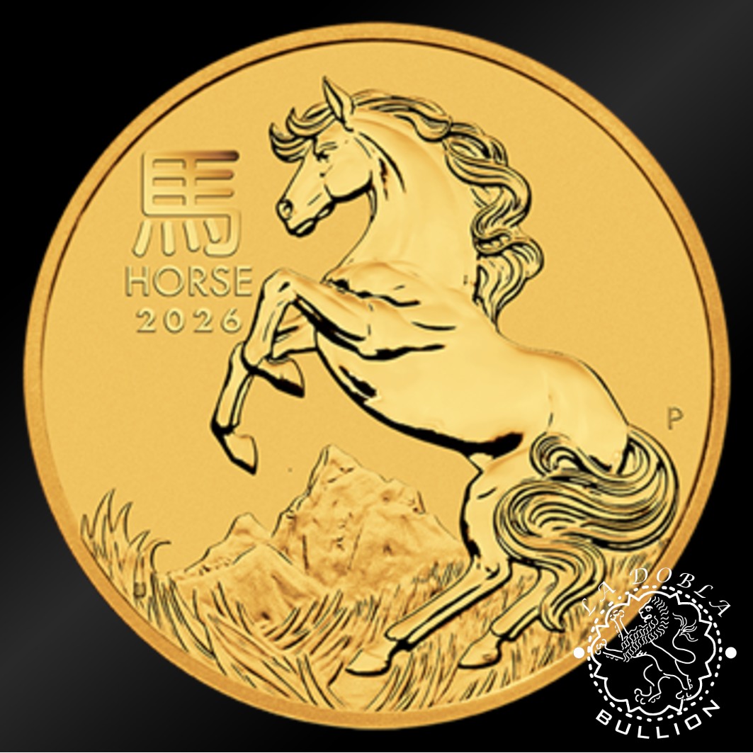 Moneda de Oro Serie Lunar III Caballo 1 4 oz BU - Australia - 2026 - Reverso