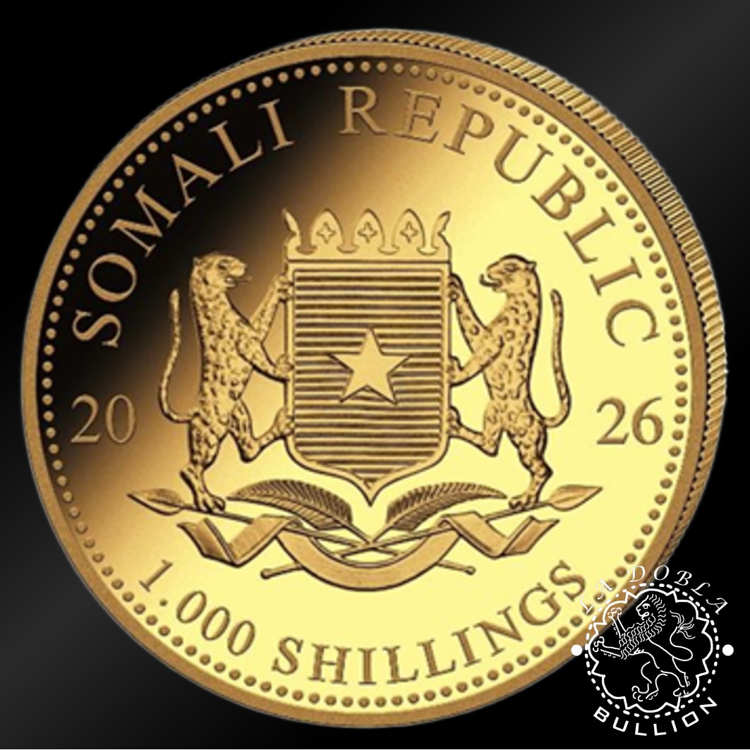 Moneda de Oro Elefante 1 oz BU - Somalia - 2026 - Anverso