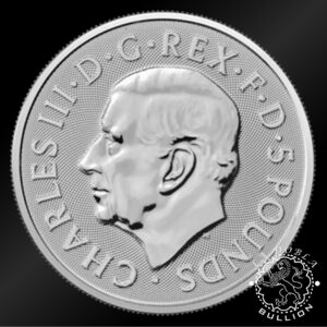 Moneda de Plata Tudor Beasts The Queen's Lion 2 oz BU - Reino Unido - 2025 - Anverso