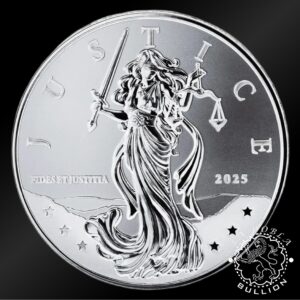 Moneda de Plata Lady Justice 1 oz BU - Niue - 2025 - Reverso
