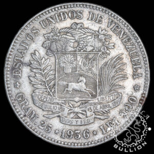1879 – 1936- 5 Bolívares de Plata – VENEZUELA - Reverso