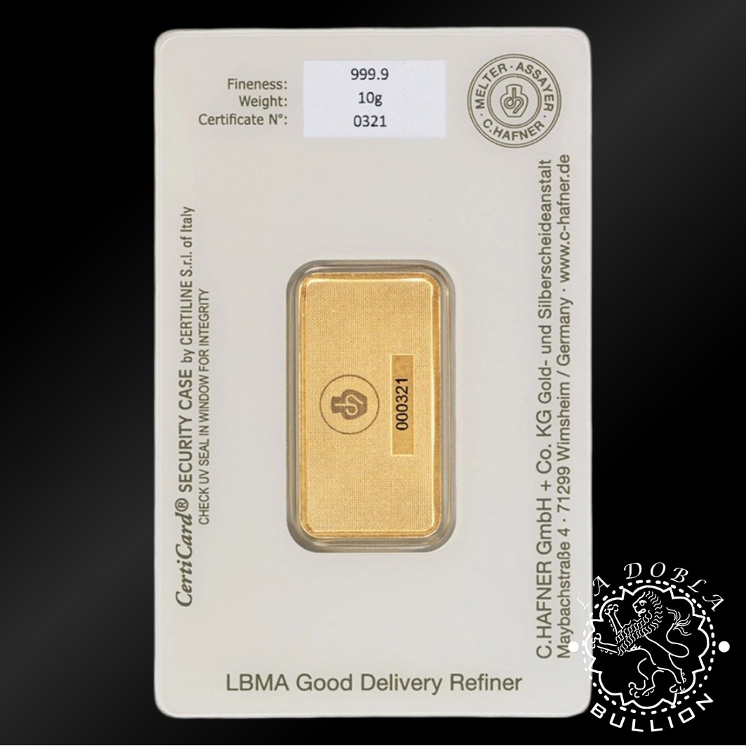 Lingote de Oro 10 g - C.Hafner - Anverso
