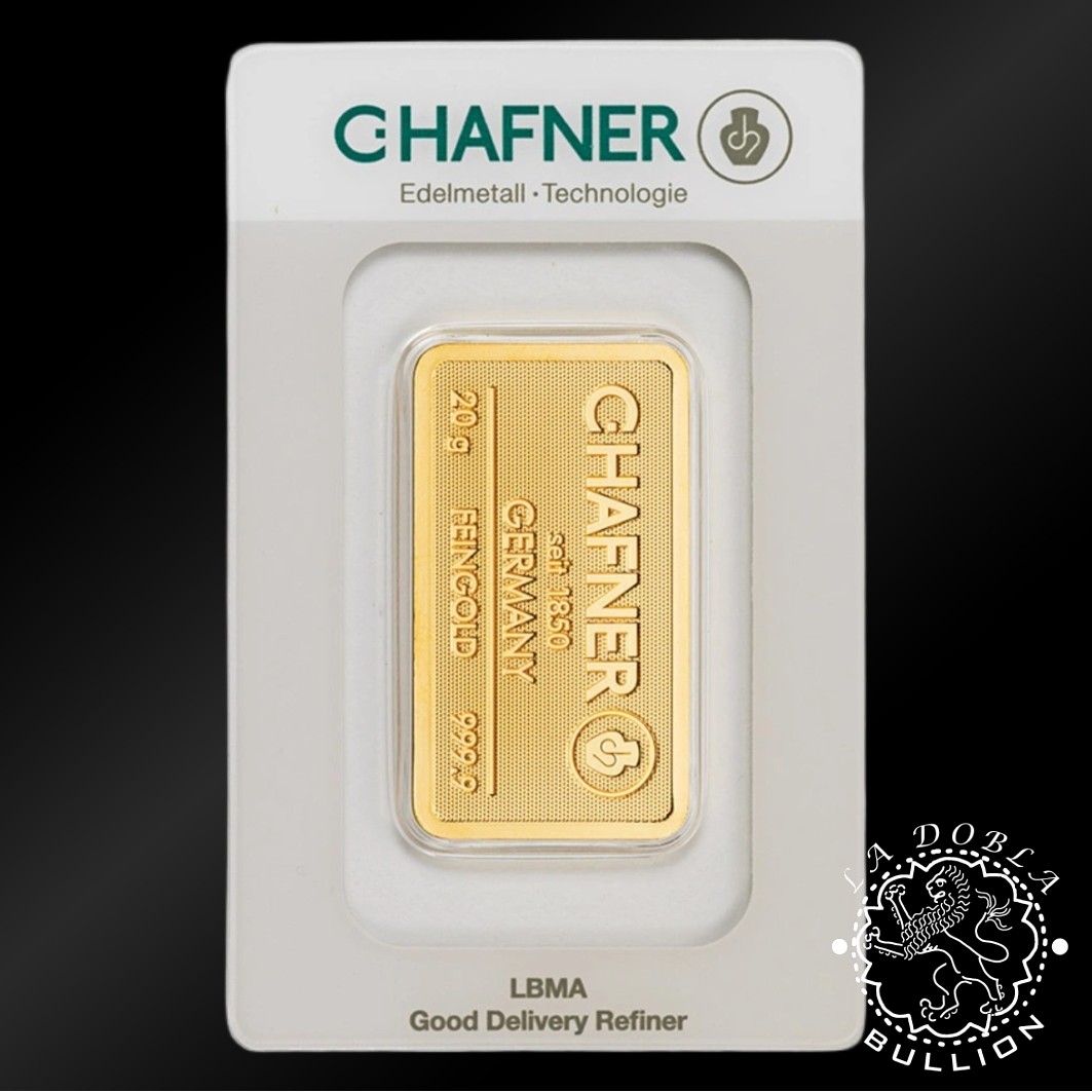 Lingote de Oro 20 g - C.Hafner - Reverso