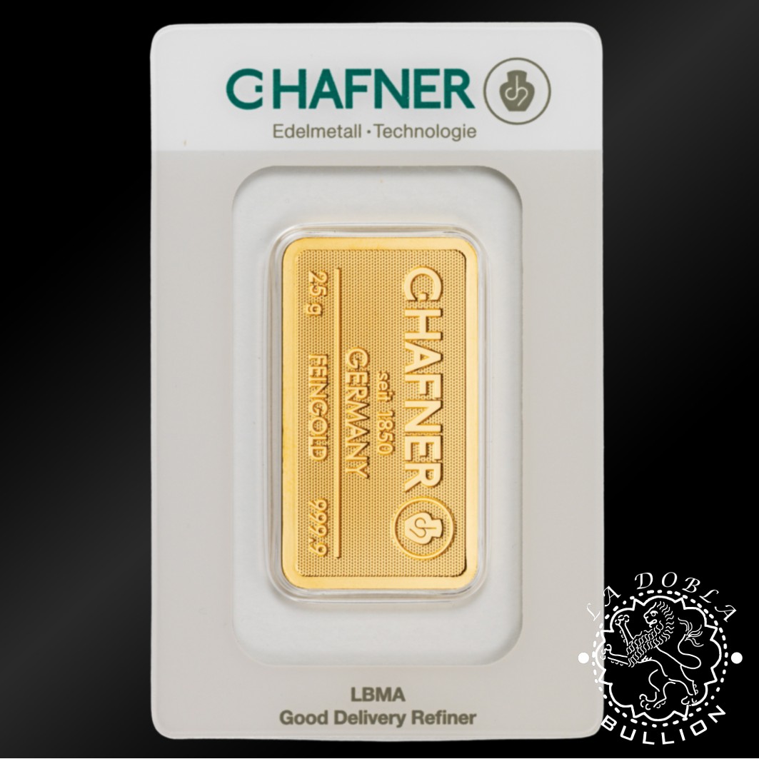 Lingote de Oro 25 g - C.Hafner - Reverso