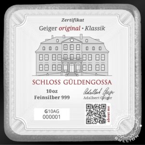 Lingote de Plata Fundida 10 oz - GEIGER - Reverso