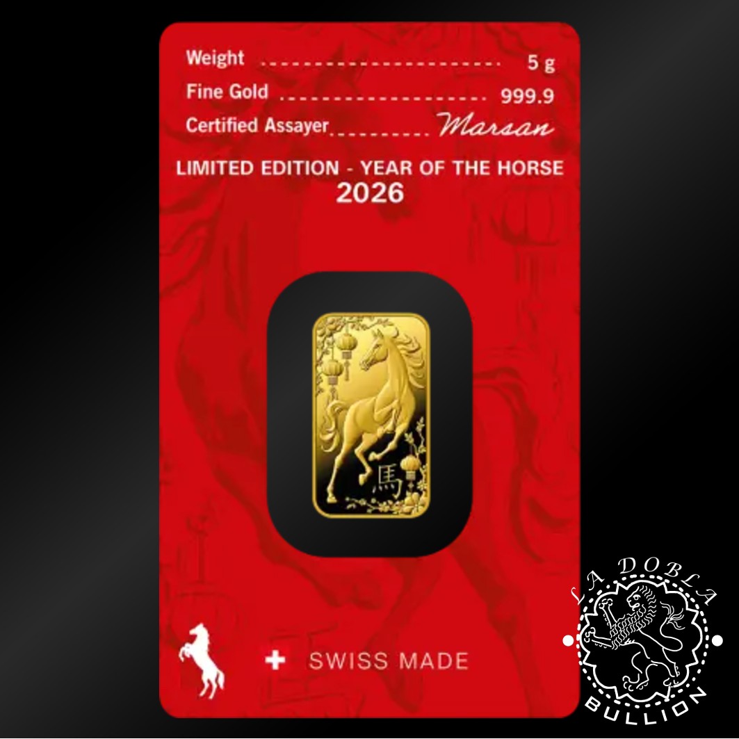 Lingote de Oro Caballo 5 g - ARGOR-HERAEUS - Reverso