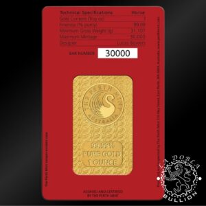 Lingote de Oro Lunar III Caballo 1oz BU - Australia - 2026 - Blister Anverso
