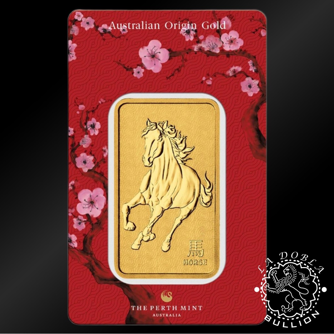 Lingote de Oro Lunar III Caballo 1oz BU - Australia - 2026 - Blister Reverso