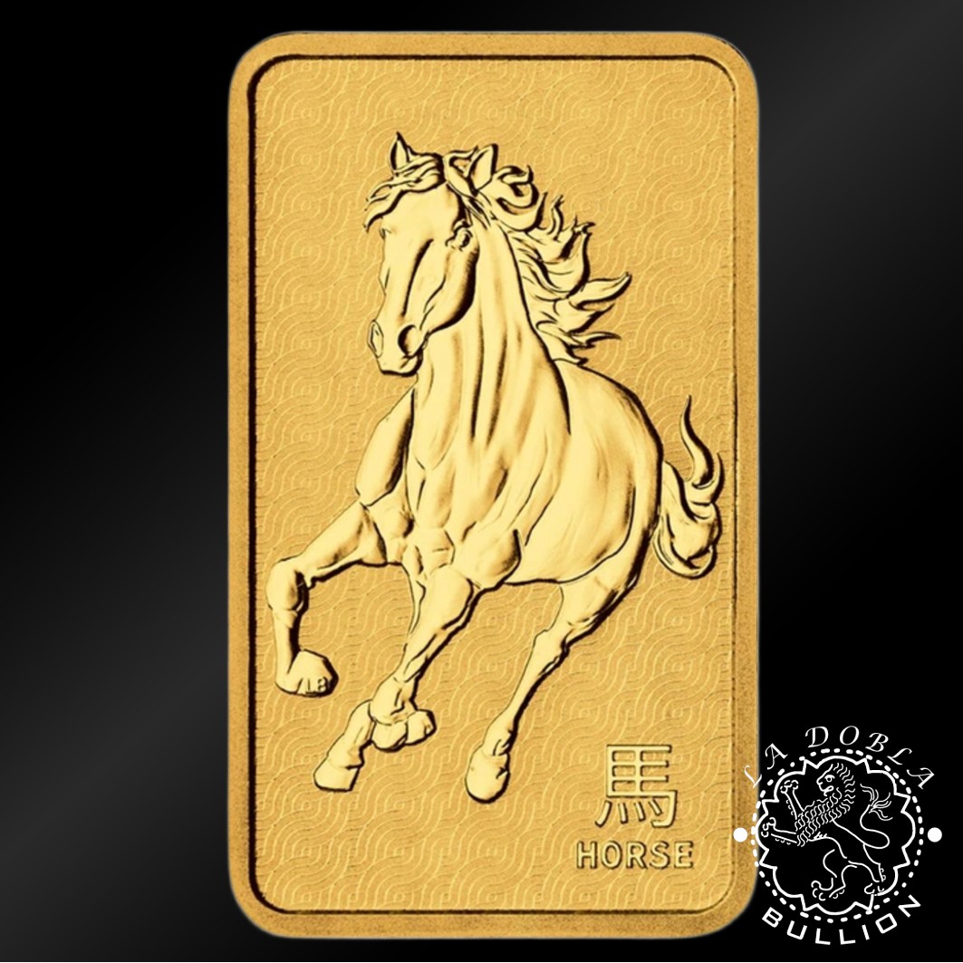 Lingote de Oro Lunar III Caballo 1oz BU - Australia - 2026 - Lingote Reverso