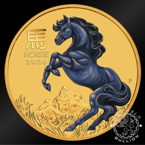 Moneda de Oro Serie Lunar III Caballo 1 10 oz BU Color - Australia - 2026 - Reverso