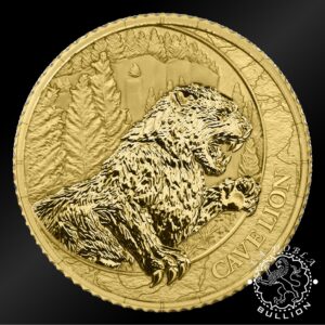 Moneda de Oro Megafauna León de las Cavernas 1 10 oz BU - Liberia - 2026 - Reverso