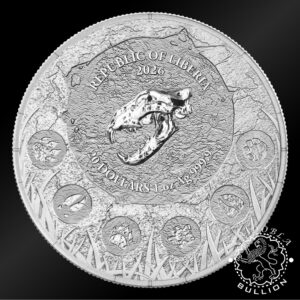 Moneda de Plata Megafauna León de las Cavernas 1 oz BU - Liberia - 2026 - Anverso