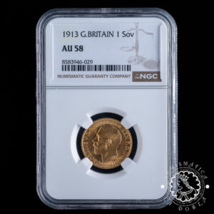 Moneda de Oro Soberano Jorge V - 1913 - NGC AU58