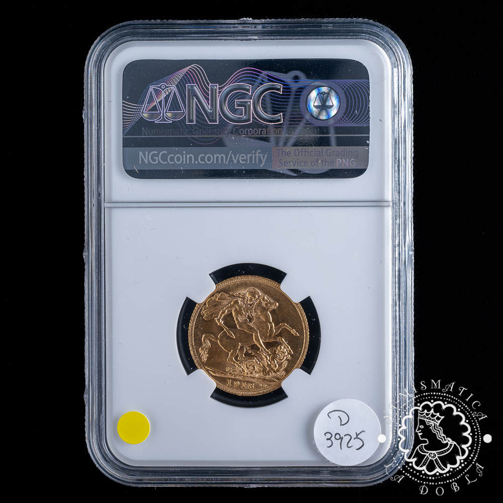 Moneda de Oro Soberano Jorge V - 1913 - NGC AU58 - Imagen 2